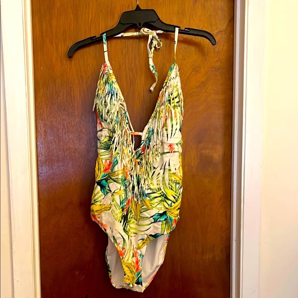 Boohoo Tropical Print One Piece Swimsuit